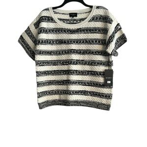 Rondina New York Knit Striped Short Sleeve Sweater 100% Cotton XL NWT